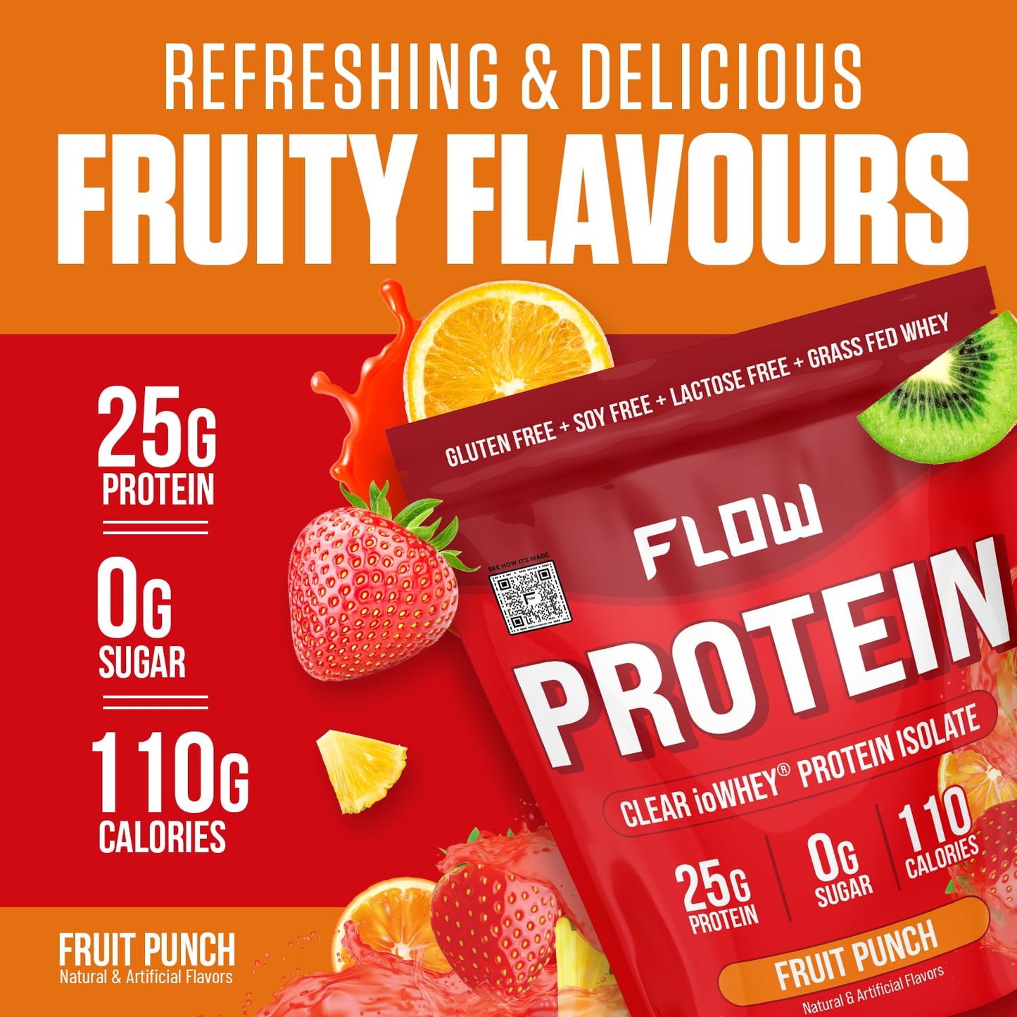 Flow Supps Clear Whey Isolate Protein Powder, Fruit Punch - 15 Servings, 25g Protein