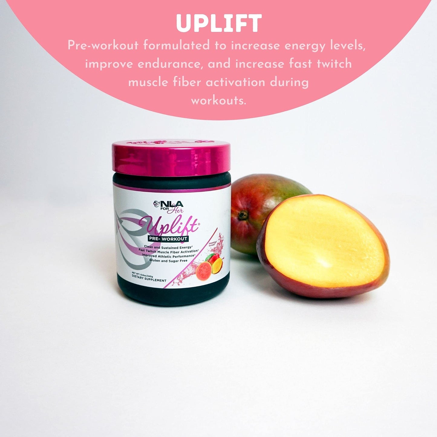 Uplift Pre-Workout for Women (30 Servings) -Hawaiian Sunset -Provides Clean/Sustained