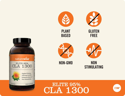 NatureWise Elite CLA 1300 Maximum Potency, 95% CLA Safflower Oil Workout Supplement