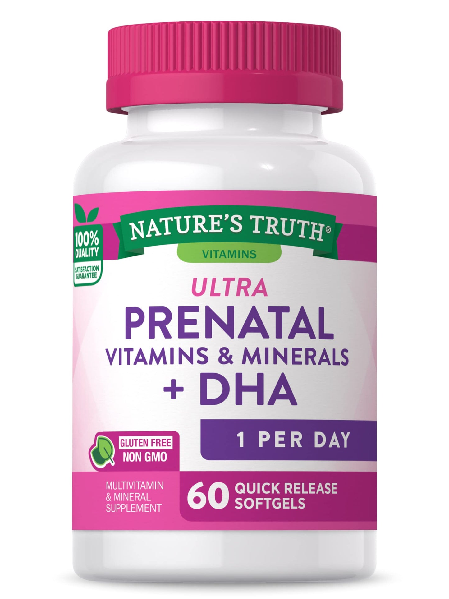 Prenatal Vitamins with DHA and Folic Acid | 60 Softgels | Non-GMO & Gluten Free Supplement