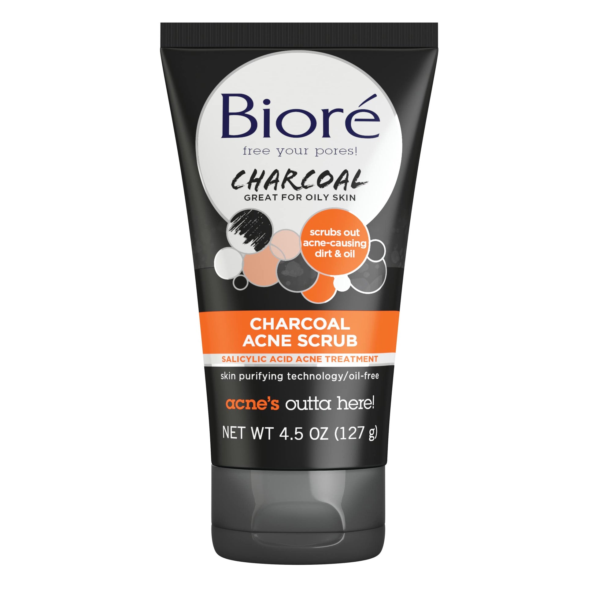 Bioré Charcoal Acne Face Scrub, with 1% Salicylic Acid and Natural Charcoal, Helps Prevent