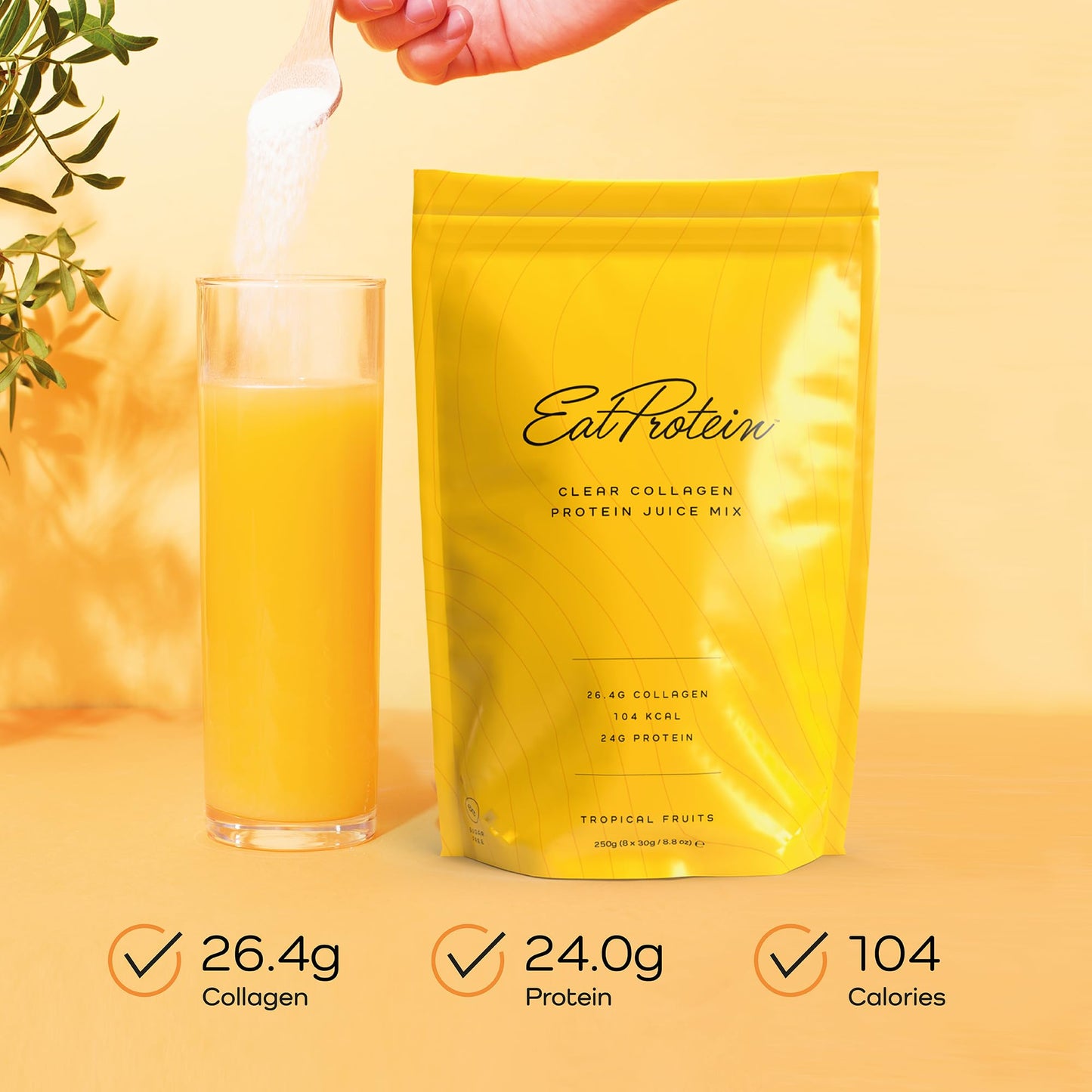 EatProtein Tropical Fruits Collagen Protein Juice Drink Mix | 24g Protein | 26.4g Collagen | 8X Servings