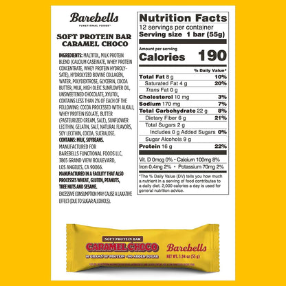 Barebells Soft Protein Bars Caramel Choco - 12 Count, 1.9oz Bars - Protein Snacks