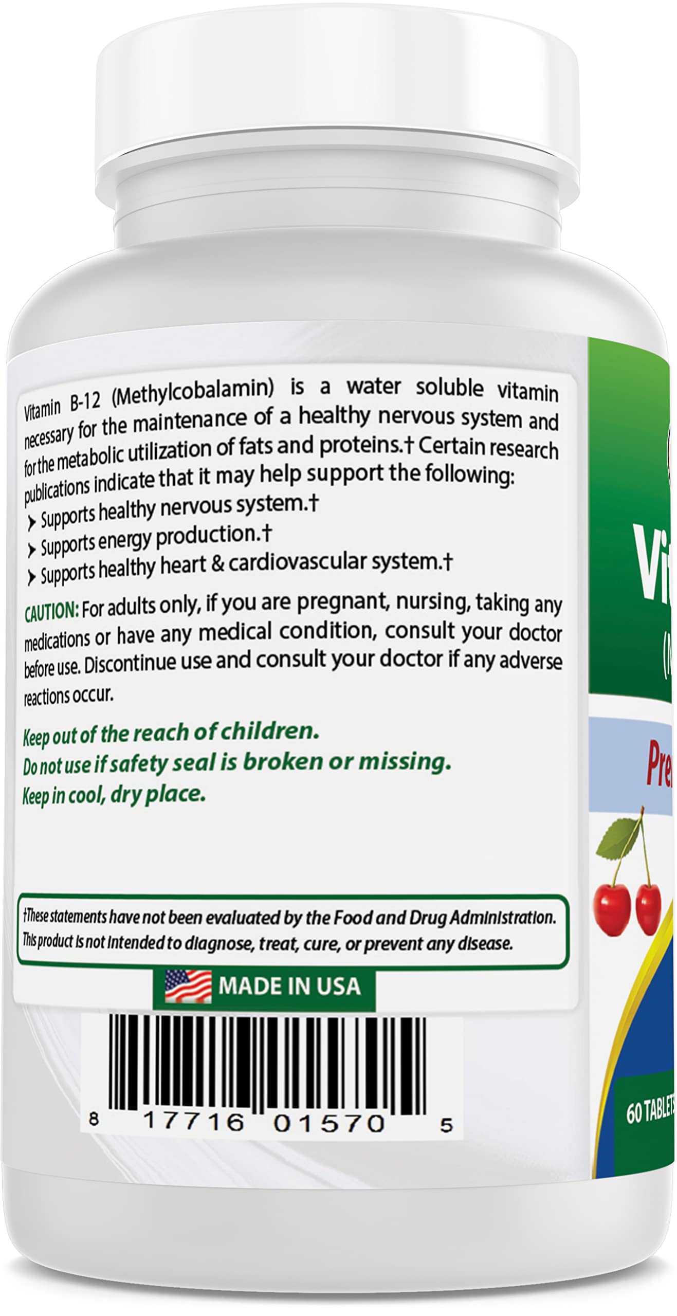 Best Naturals Vitamin B-12 as Methylcobalamin (Methyl B12), 6000 mcg 60 Sublingual