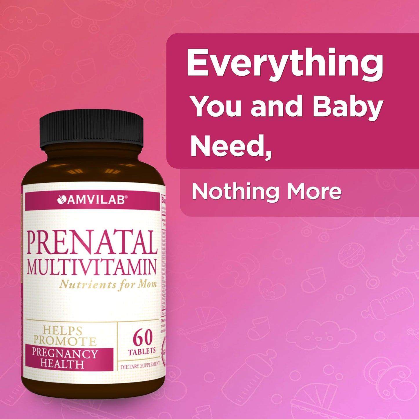 Amvilab Prenatal Multivitamin - One Serving a Day with All Essential Nutrients for Mom and Baby