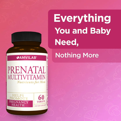 Amvilab Prenatal Multivitamin - One Serving a Day with All Essential Nutrients for Mom and Baby