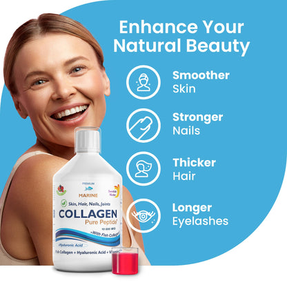 Marine Liquid Collagen 10000mg 500 ml I Pure Hydrolyzed Collagen Peptides