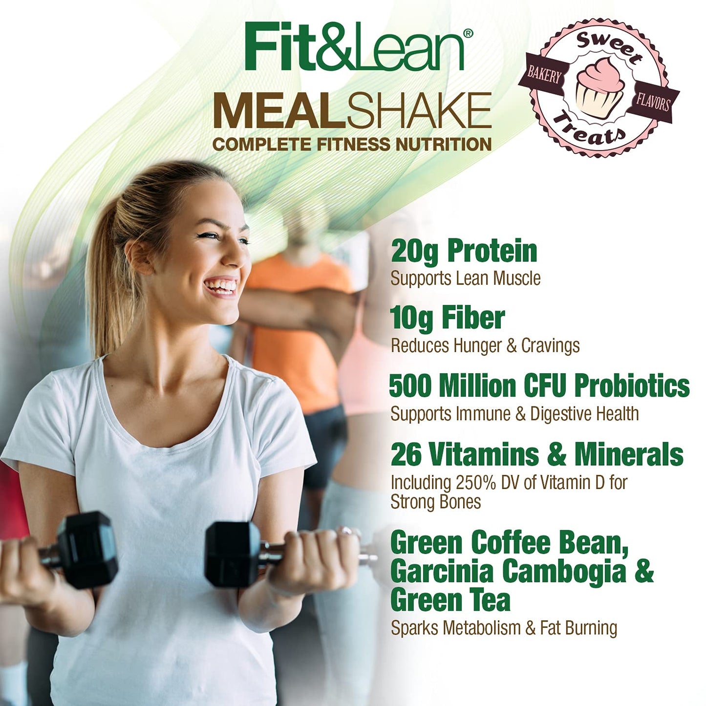 Fit & Lean Meal Shake Meal Replacement with Protein, Fiber, Probiotics and Organic Fruits