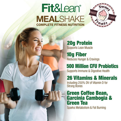 Fit & Lean Meal Shake Meal Replacement with Protein, Fiber, Probiotics and Organic Fruits