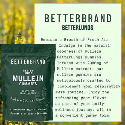 Betterbrand BetterLungs - Daily Respiratory Health Gummies | 1000mg Mullein Leaf herb