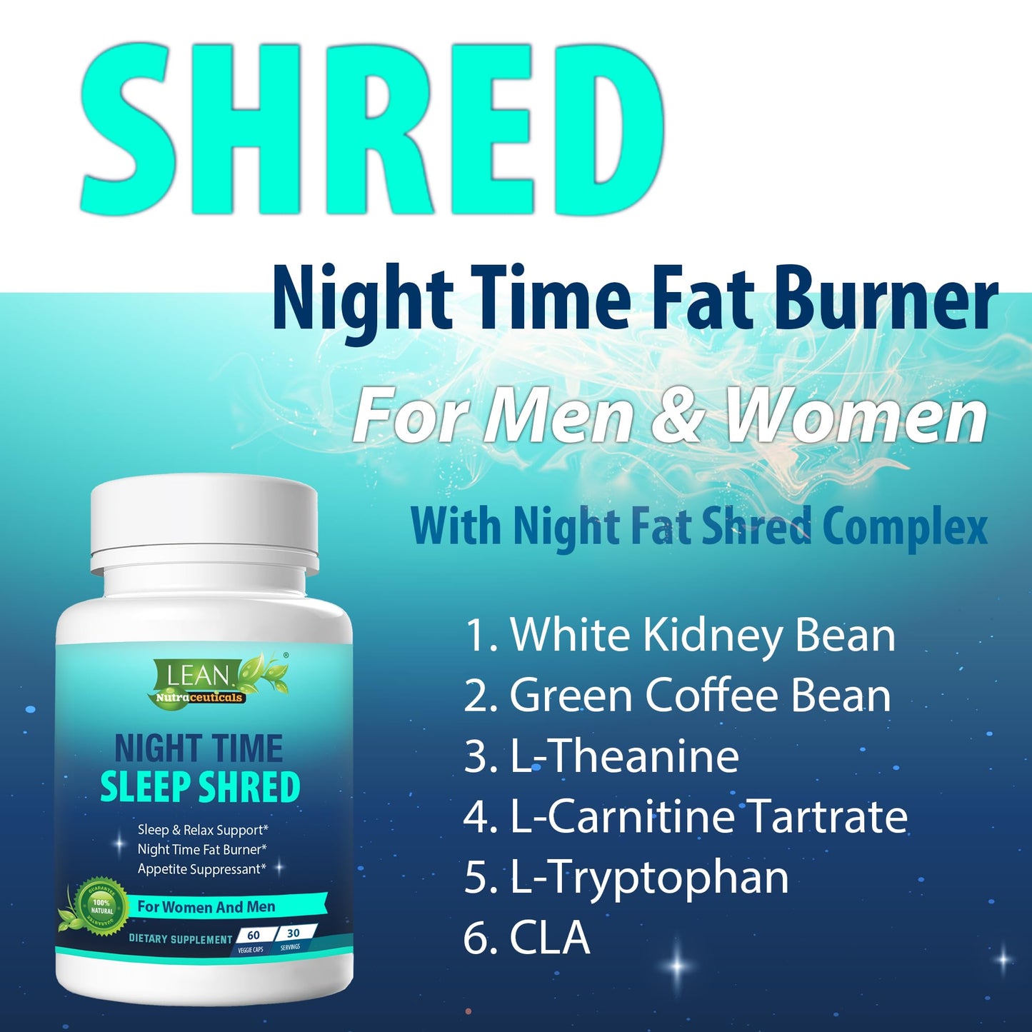 Night Time Sleep Shred Fast Fat Burner, Weight Loss Aid Pill, Appetite Suppressant Carb