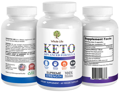 WHOLE LIFE Keto Advanced Formula Diet BHB Pills - Ketogenic All Natural, Support