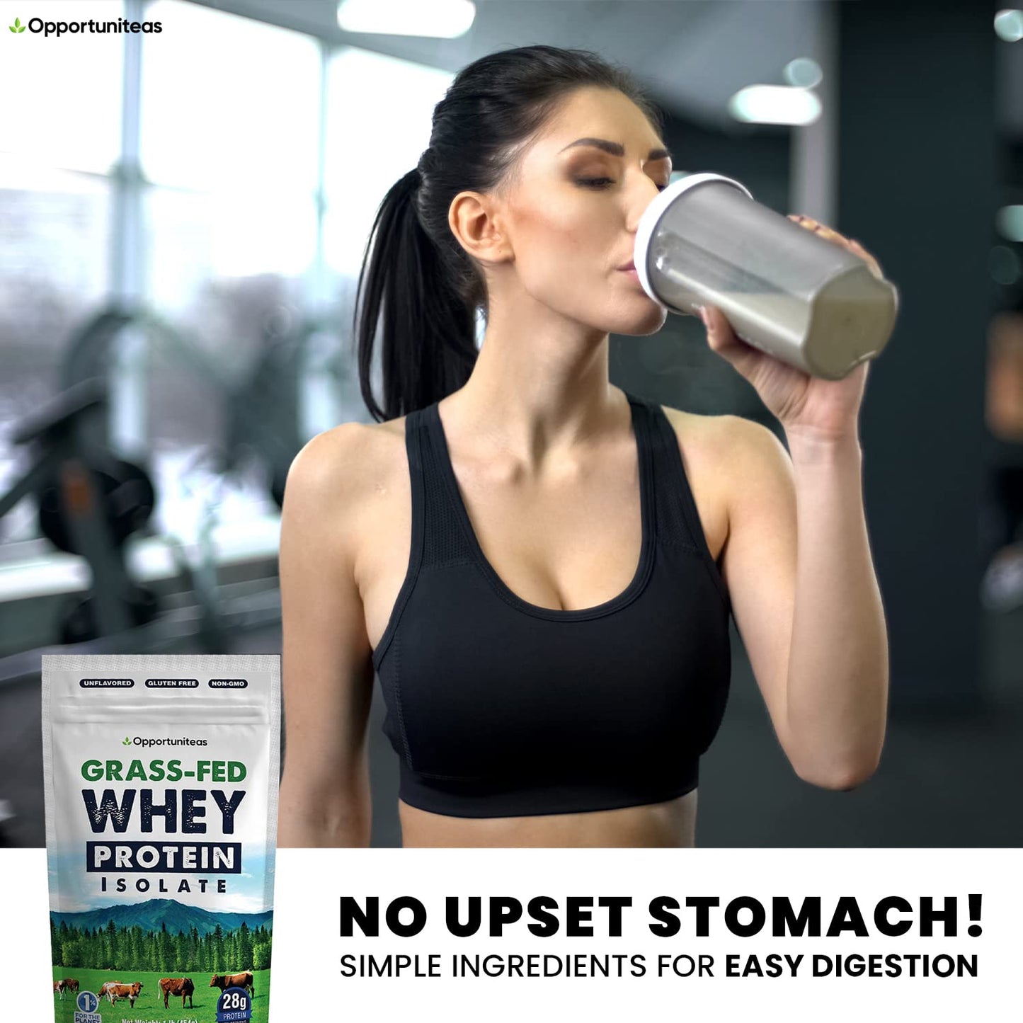 Opportuniteas Grass Fed Whey Protein Isolate Powder - Unflavored Whey Protein Isolate