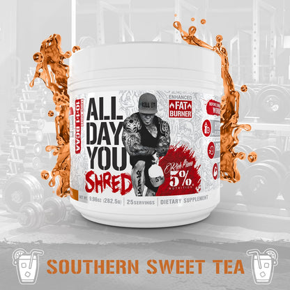 5% Nutrition Rich Piana AllDayYou Shred BCAA Powder | Amino Acid Supplement for Weight Loss | Elite Fat Burning Pre Workout for Energy, Hydration, Endurance & Recovery (Southern Sweet Tea)