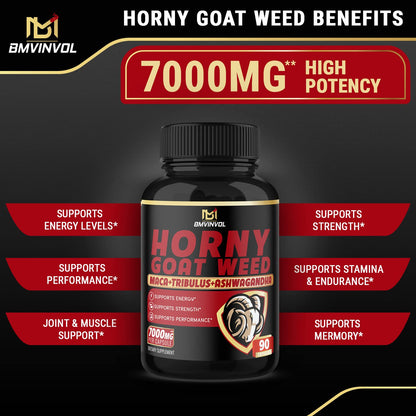 BMVINVOL Horny Goat Weed Capsules - 7000mg Herbal Equivalent