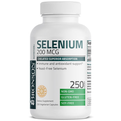 Bronson Selenium 200 mcg – Yeast Free Chelated Amino Acid Complex - Essential Trace