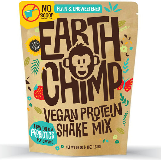 EarthChimp Organic Vegan Protein Powder - with Probiotics - Non GMO, Dairy Free