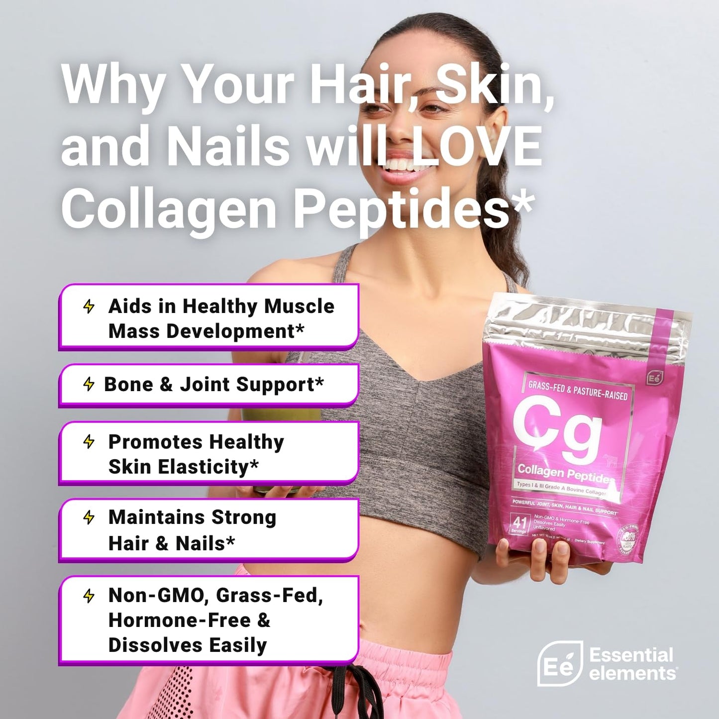 Essential Elements Hydrolyzed Collagen Powder - Joint, Skin, Hair, and Nail Support