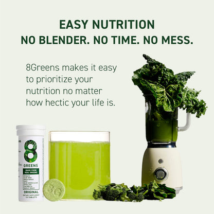 8Greens Daily Greens Effervescent Tablets - Superfood Booster, Energy & Immune Support