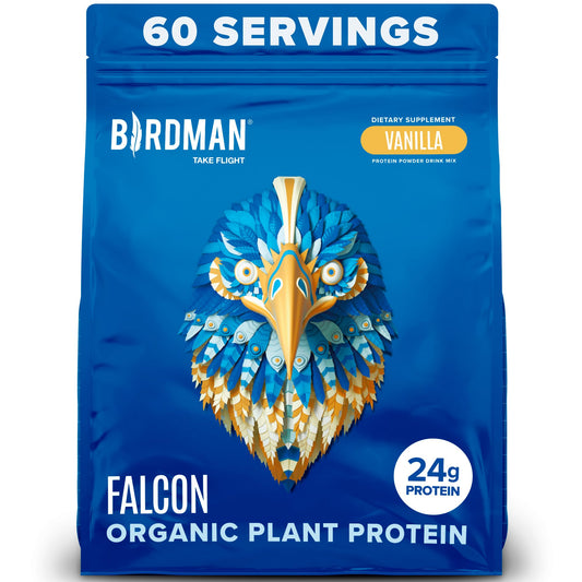 BIRDMAN Falcon Vegan Protein Powder Organic, Stevia & Sugar Free, Plant Based Protein