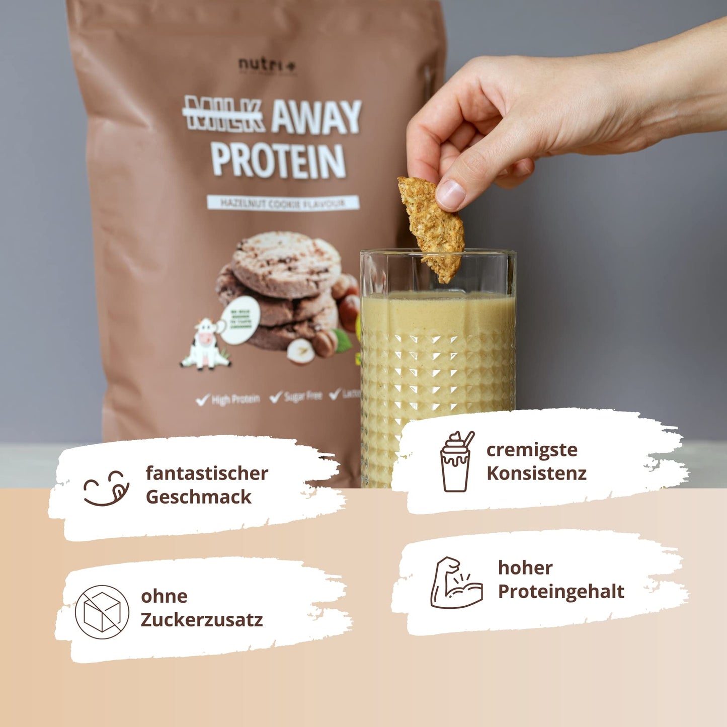 Vegan Protein Powder Hazelnut Cookie - Milk Away Vegan Protein Without Soy 1kg