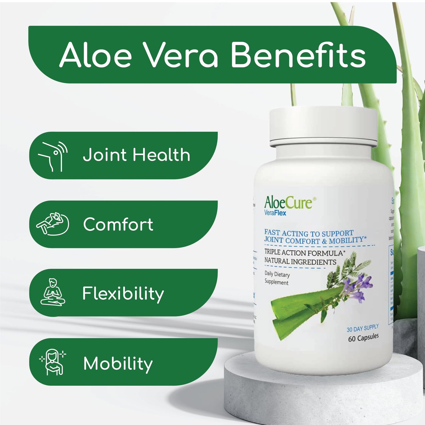 AloeCure VeraFlex Natural Joint Support Supplement with USDA Organic Aloe Vera