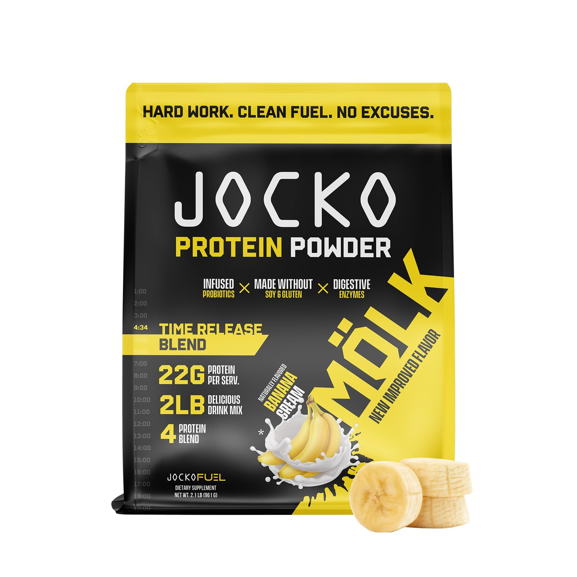 Jocko Mölk Whey Protein Powder (Banana Cream) - Keto, Probiotics, Grass Fed, Digestive 