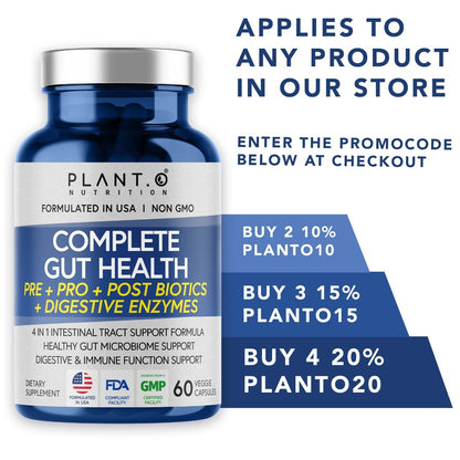 4-in-1 Prebiotic Probiotic & Postbiotic for Women & Men, Complete Gut & Digestive Support