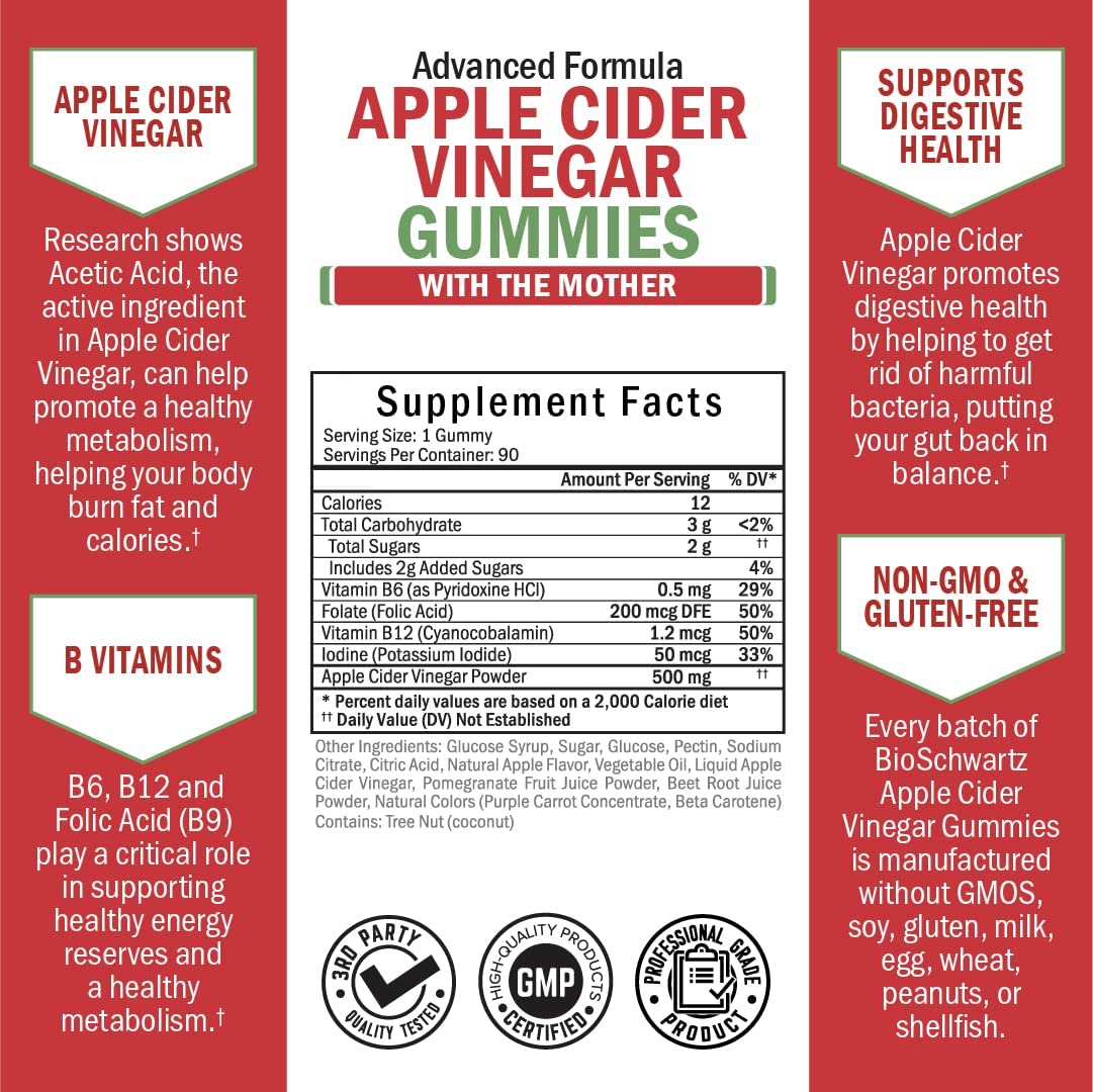 Apple Cider Vinegar Gummies for Weight Loss - ACV Gummies with The Mother