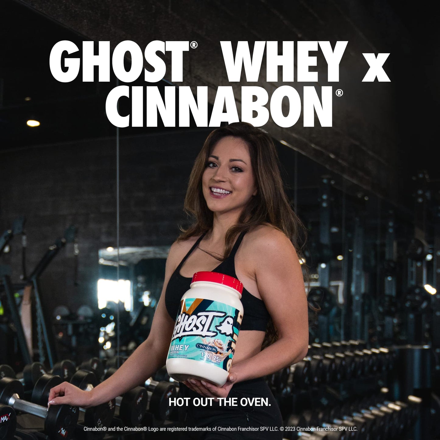 GHOST Whey Protein Powder, Cinnabon - 2LB Tub, 25G of Protein - Cinnamon Roll Flavore