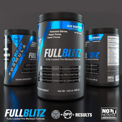 BFF Build Fast Formula FULLBLITZ Fully Loaded Pre-Workout | Energy Booster + Huge Dual Pathway Nitric Oxide Boosting Muscle Pumps, Laser Focus & Nootropic Blend – 24 Workouts (Rainbow Candy)