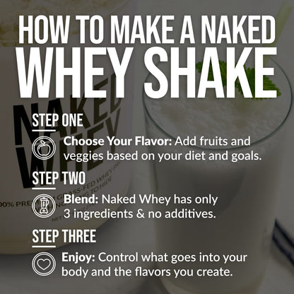 NAKED Nutrition Whey Vanilla Protein - All Natural Grass Fed Whey Protein Powder