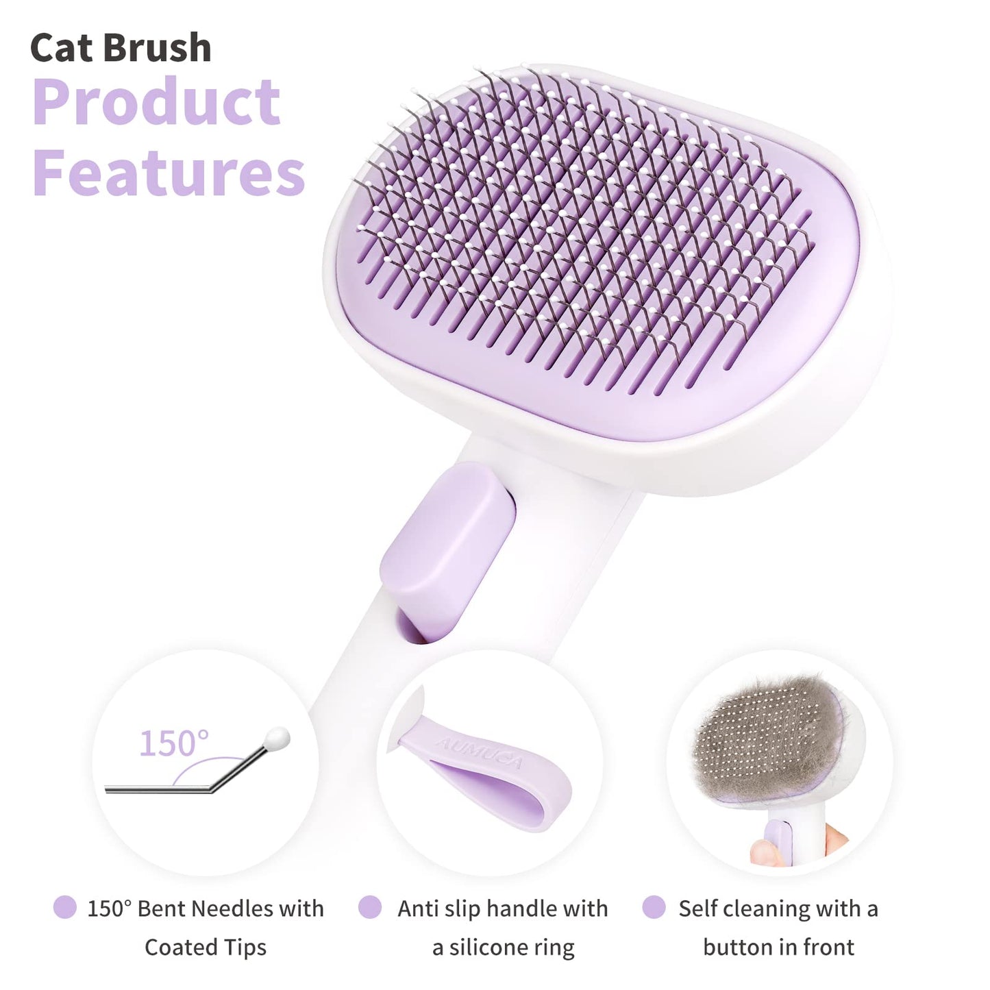 aumuca Cat Brush with Release Button, Cat Brushes for Indoor Cats Shedding, Cat Brush