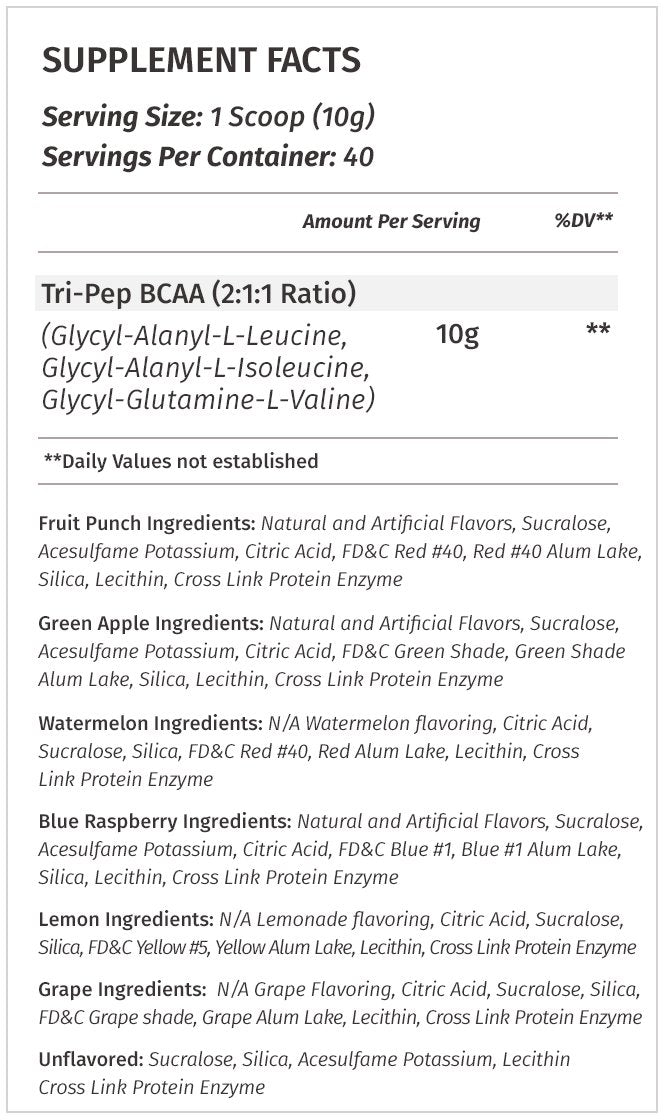 Metabolic Nutrition | TRIPEP - Tri-Peptide Branch Chain Amino Acid, BCAA Powder