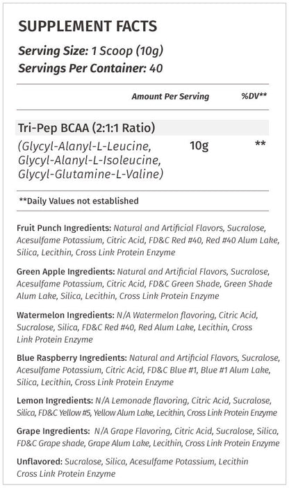 Metabolic Nutrition | TRIPEP - Tri-Peptide Branch Chain Amino Acid, BCAA Powder