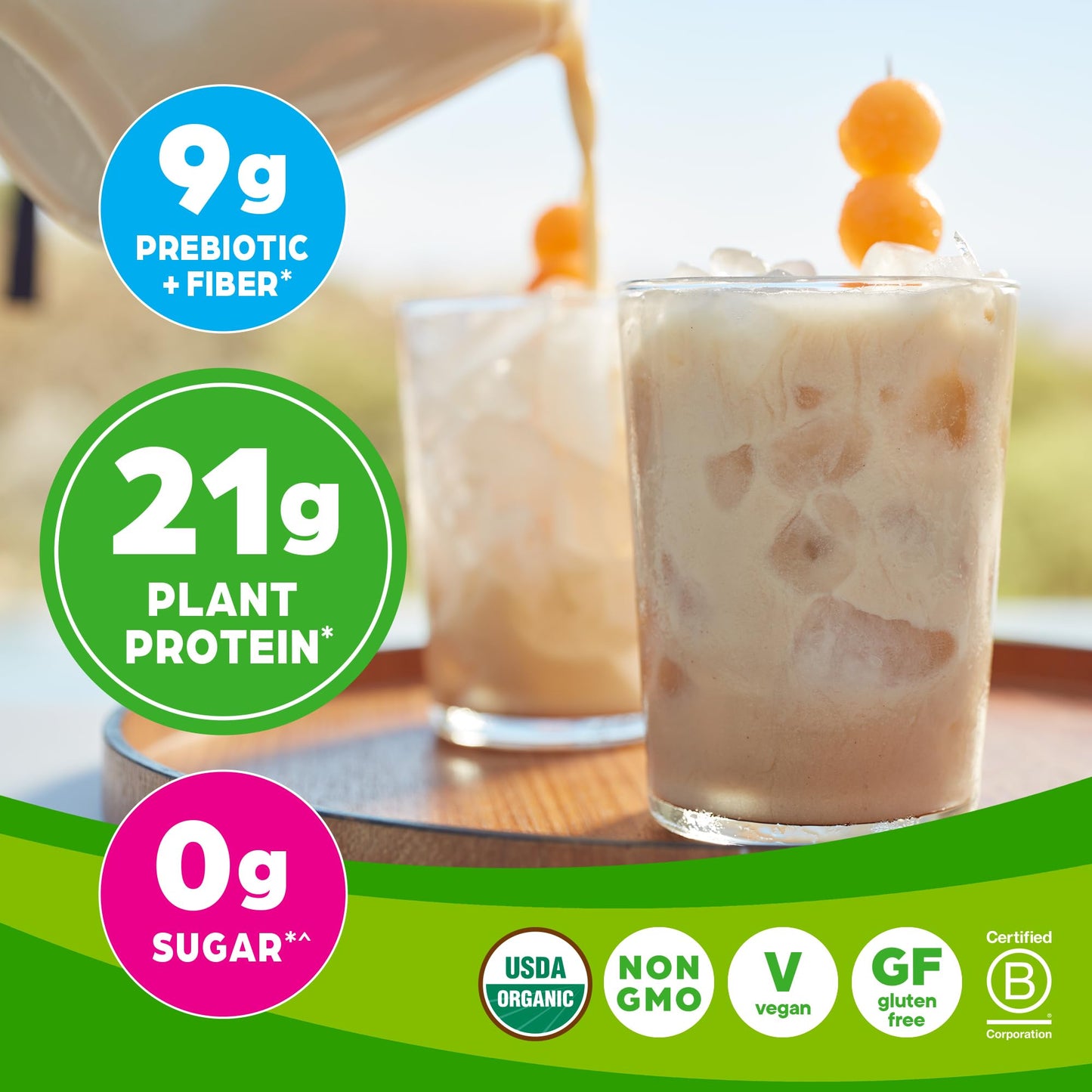 Orgain Organic Vegan Protein Powder, Horchata - 21g of Plant Based Protein, Low Net