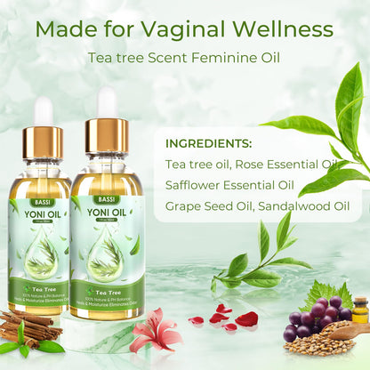 BASSI 2PCS Yoni Oil Organic Feminine Oil Vaginal Moisturizer For Wetness - Ph Balance for Women