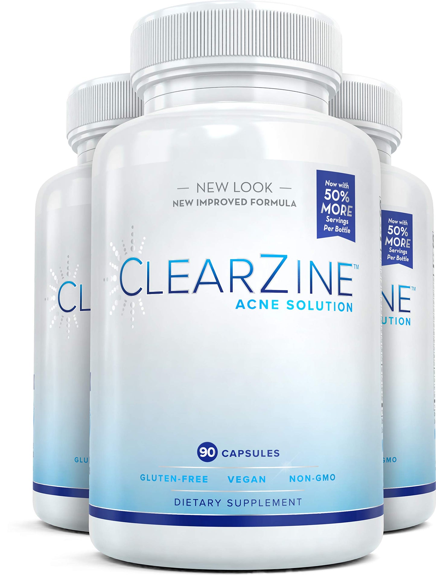 ClearZine Acne Pills for Teens & Adults (3 Bottles) | Clear Skin Supplement, Vitamins