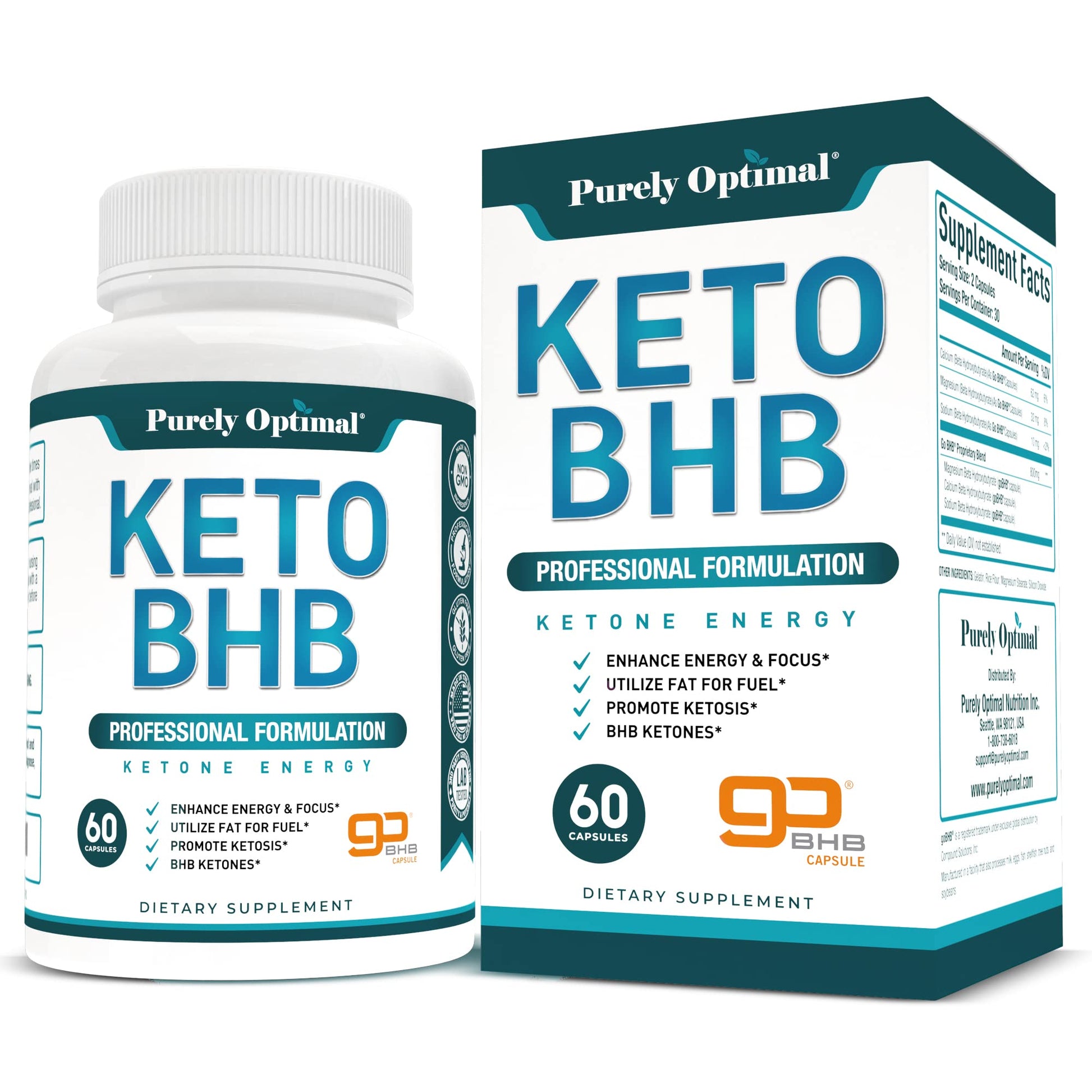 Purely Optimal Keto BHB Exogenous Ketones Supplement - Keto Diet Pills for Ketosis