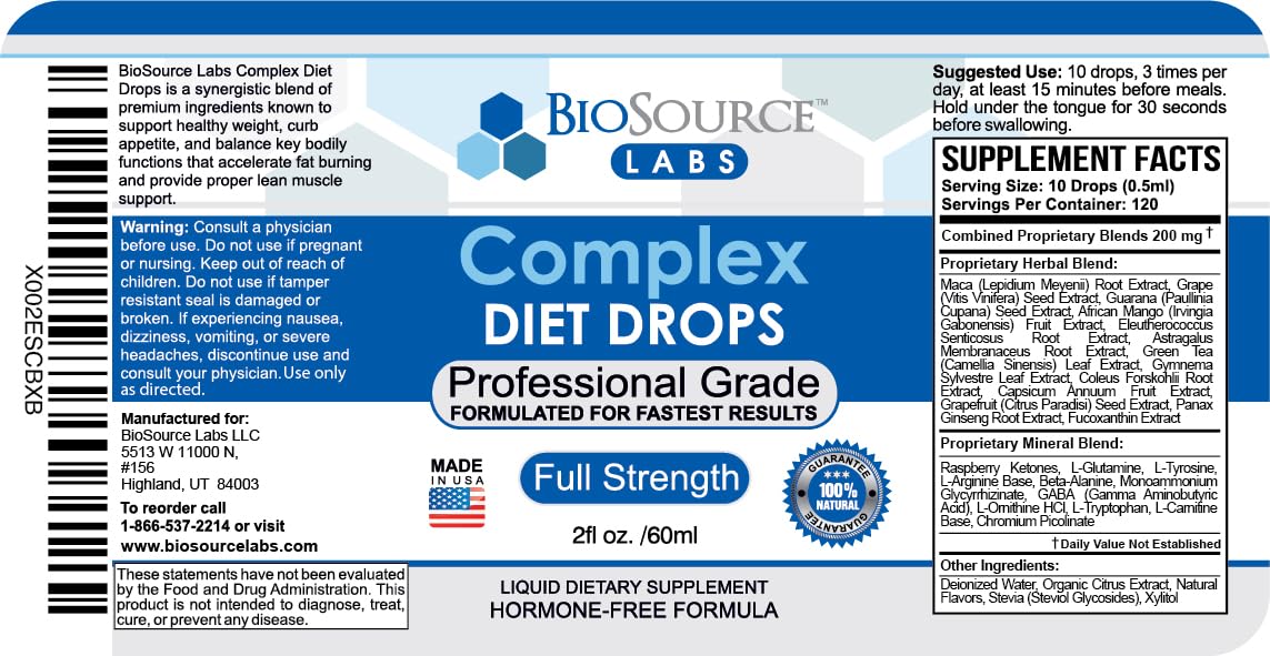 BioSource Labs Complex Diet Drops – Best Natural Weight Management Drops for Men and Women