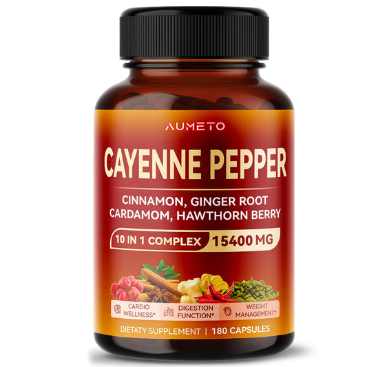 AUMETO Cayenne Pepper 15,400mg Ultra Complex with Cinnamon, Ginger Root, Cardamom