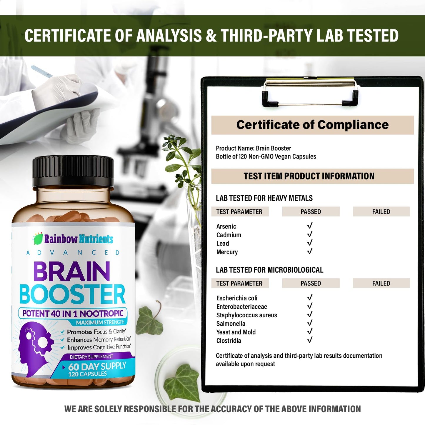 40-in-1 Brain Booster Supplements for Memory, Focus, Clarity, Energy, Performance