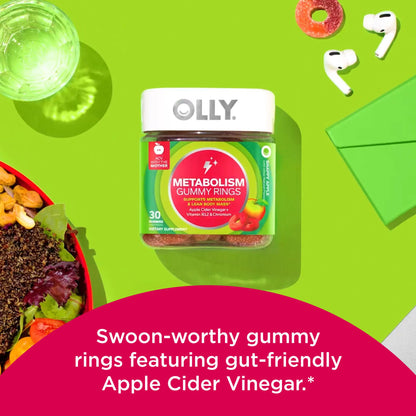 OLLY Metabolism Gummy Rings, Apple Cider Vinegar, Vitamin B12, Chromium, Energy