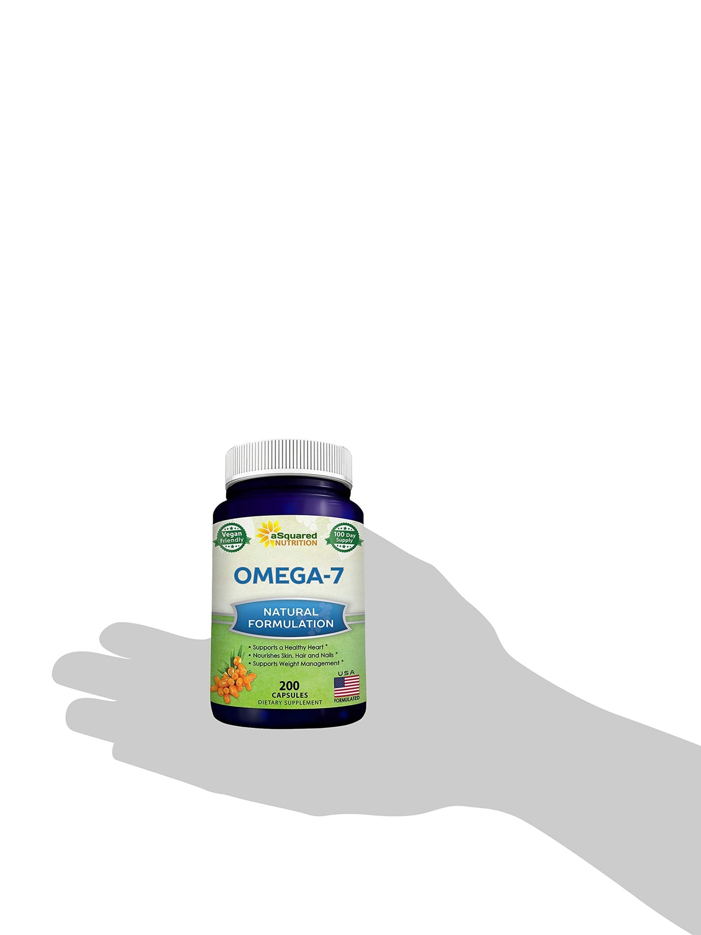 aSquared Nutrition Purified Omega 7 Fatty Acids-200 Capsules from Natural Sea Buckthorn