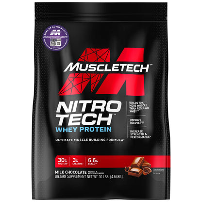 Muscletech Whey Protein Powder (Milk Chocolate, 10 Pound) - Nitro-Tech Muscle Building