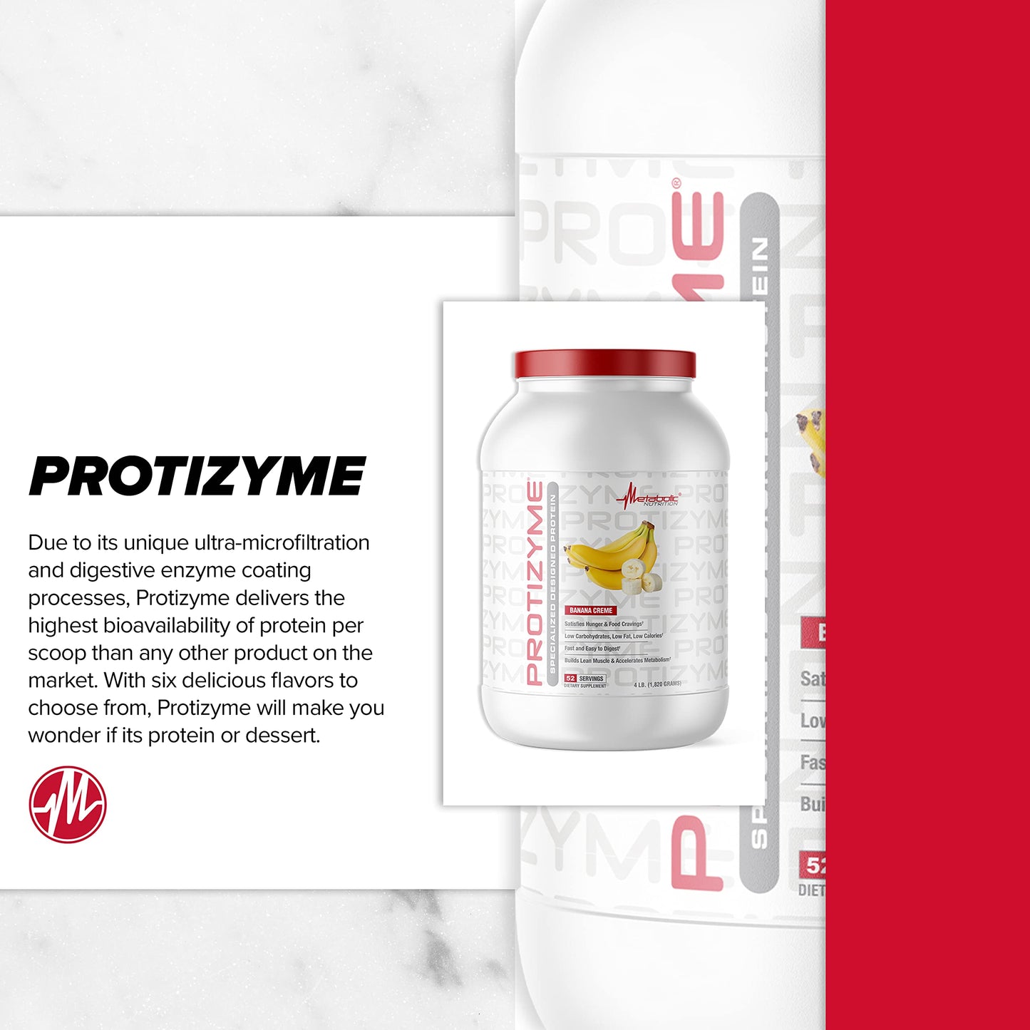 Metabolic Nutrition, Protizyme, 100% Whey Protein Powder, High Protein, Low Carb