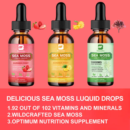 B BEWORTHS Sea Moss Liquid Drops - Organic Irish Sea Moss Gel with Burdock Root