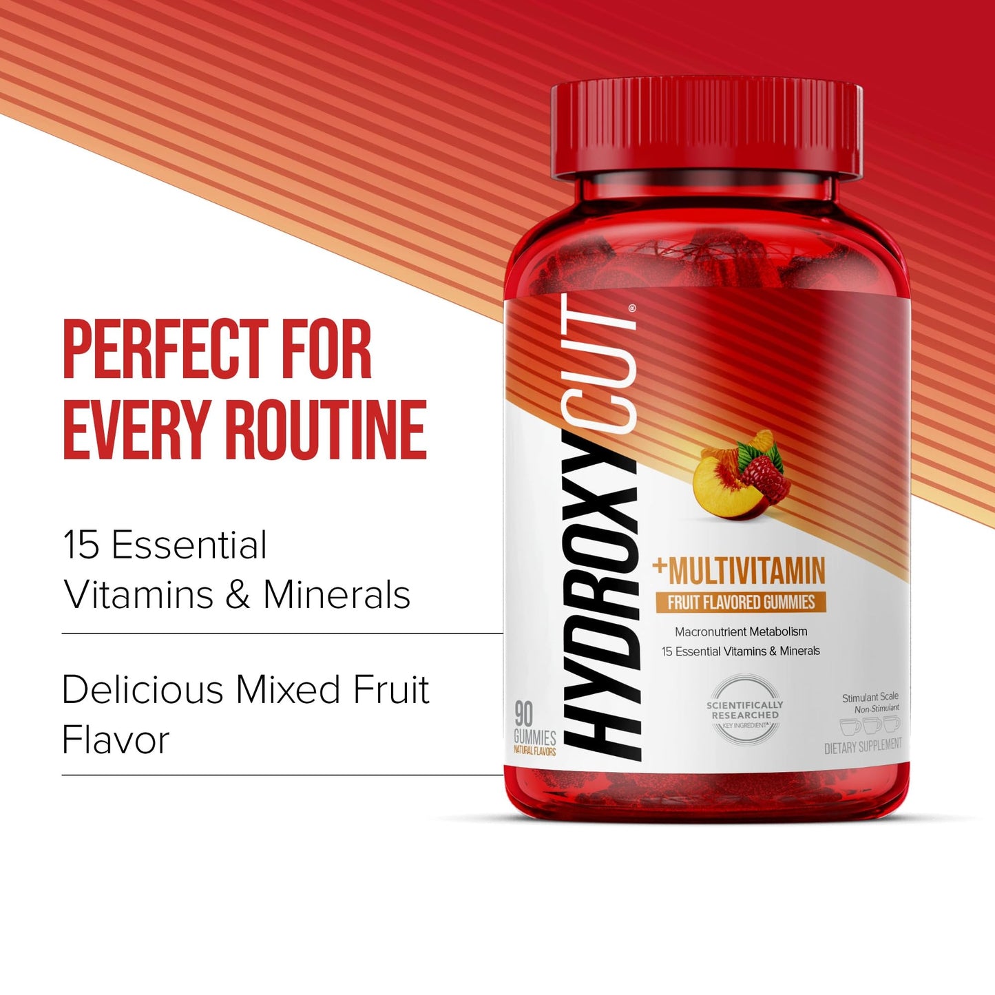 Hydroxycut Caffeine-Free Gummy for Women & Men | 15 Essential Vitamins