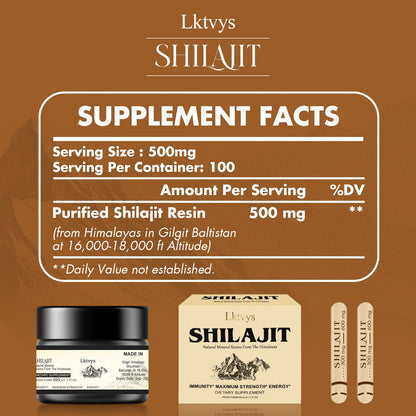 Shilajit Pure Himalayan Organic - Pure Original Shilajit, 50g(Large Volume), Enriched