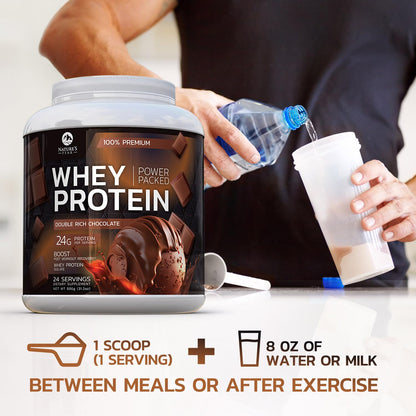 Nature's Premium 100% Whey Protein Powder, 24g of Protein, Double Rich Chocolate